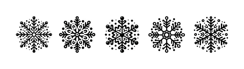 Snowflakes Set, Snow-flakes winter collection, vector illustration