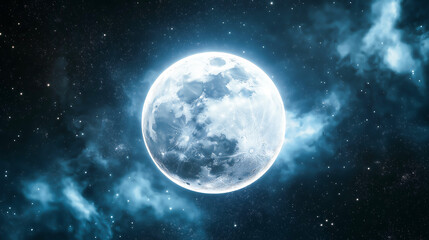 Fototapeta premium A planet or moon, beautiful view of the galaxy, Large planet with strange whitish surface in the galactic core. Shows a huge white planet, background with different stars