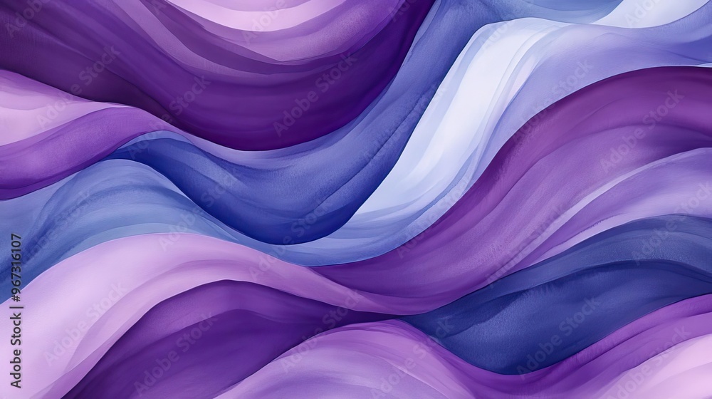 Poster a beautiful abstract wave pattern in shades of purple and blue, perfect for backgrounds or artistic 