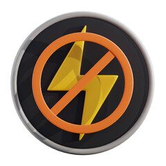 Disabled Flash Icon 3D Photography Symbol