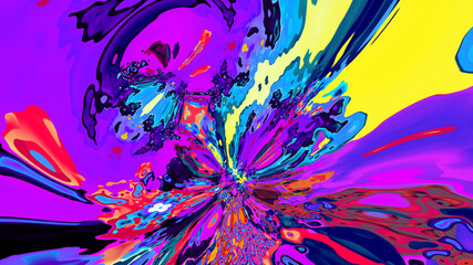 Abstract psychedelic colorful fluid and liquid fractal background 