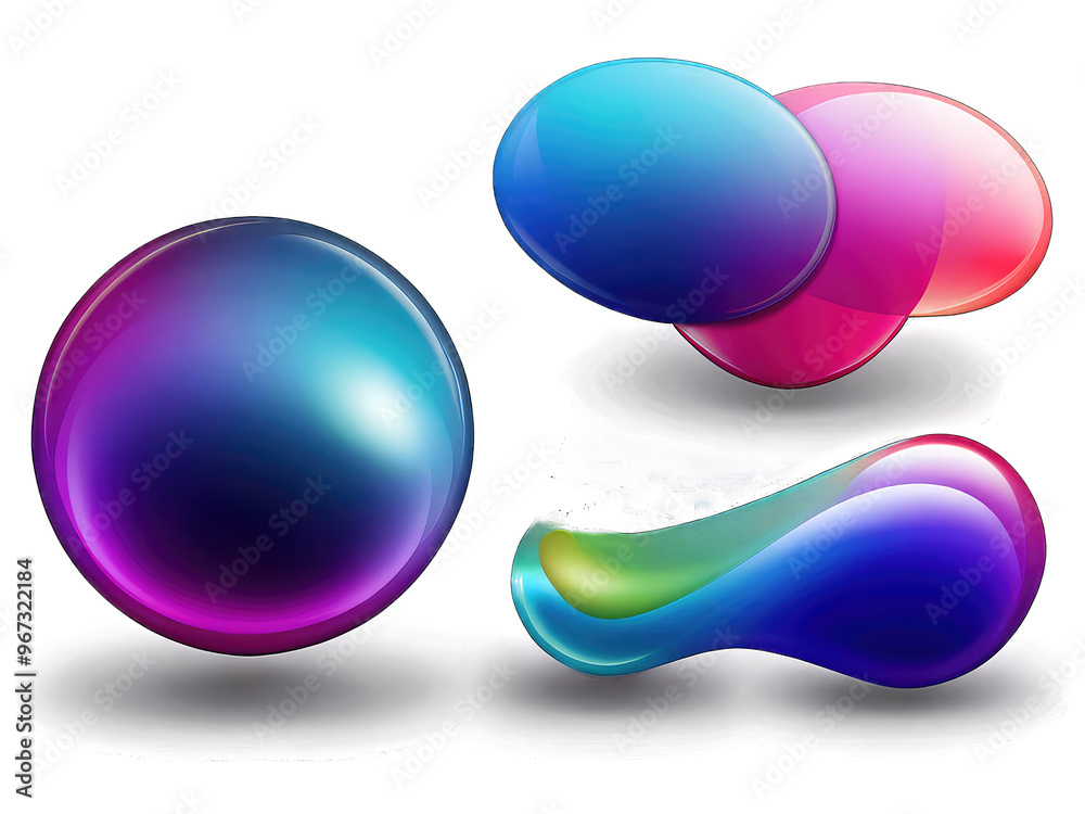 Wall mural set of glossy spheres