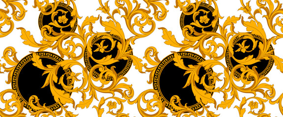 Seamless baroque pattern. Textile print pattern. Ethic luxury pattern © akın demirci