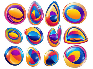 set of colorful eggs with ribbons