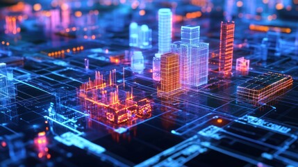 Fototapeta premium Digital Cityscape: A Futuristic Vision of Urban Development