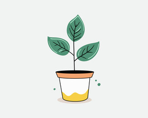 Plant in pot for home decoration. Houseplant vector illustration, isolated on white.