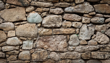 Obraz premium Old style rough stone rock wall texture background; shabby, weathered, grunge surface