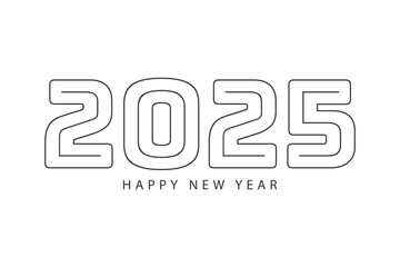 Happy New Year 2025 typography template calendar cover. Vector design for poster, banner, greeting card and invitation.