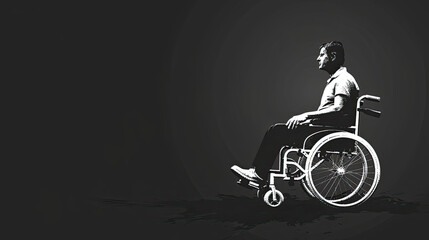 December 3 World Disabled Day. white logo of person sitting in a wheelchair to commemorate world stroke day, ADA is a civil rights law that prohibits discrimination based on disability.