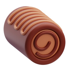 3D Chocolate Cake Roll Digital Illustration