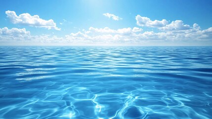 Naklejka premium Calm Crystal-Clear Water with Gentle Ripples Reflecting the Sky