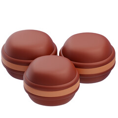 3D Chocolate Macarons Dessert Illustration