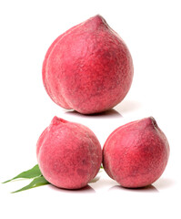 ripe peach on white background