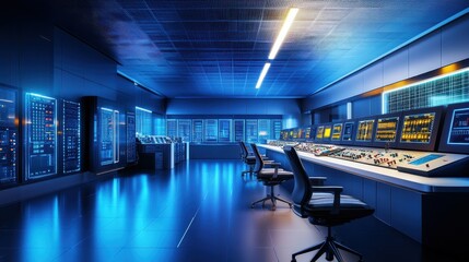 Futuristic Control Room: A Commanding Technological Command Center