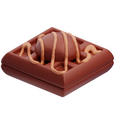 3D Chocolate Waffle with Drizzle Topping