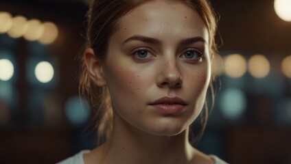 young female after rejuvenation, advertising of aesthetic medicine.