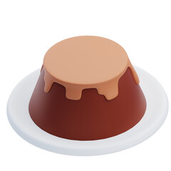 3D Chocolate Pudding Dessert on Plate