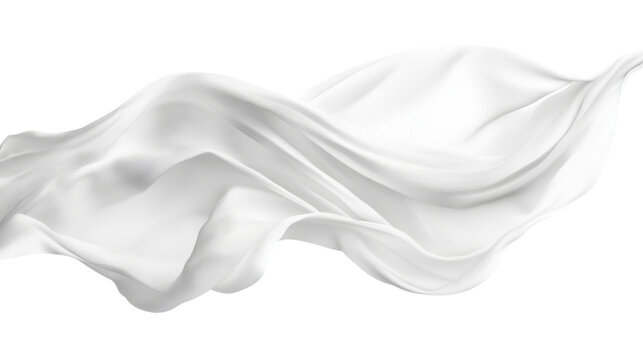 Soft white cloth waving isolated on transparent background for graphic design or wallpaper.