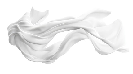 Fototapeta premium Soft white cloth waving isolated on transparent background for graphic design or wallpaper.