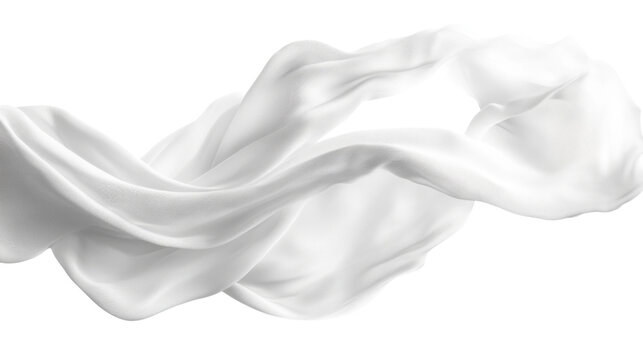 Soft white cloth waving isolated on transparent background for graphic design or wallpaper.