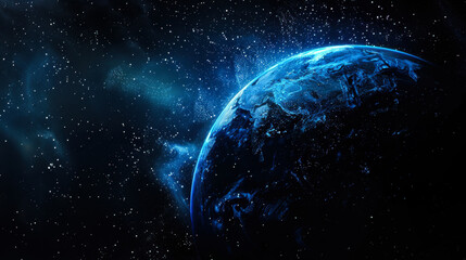 Obraz premium A stunning view of Earth illuminated in blue against the dark backdrop of space