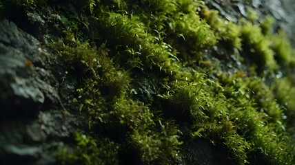 green moss on the stone