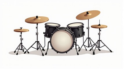 Realistic Drum Set Illustration Perfect for Music-Themed Designs and Creative Projects