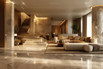 A contemporary interior with sophisticated furniture