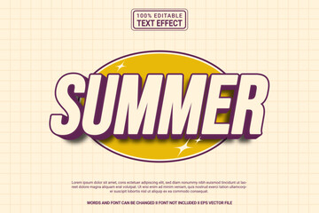 Editable text effect Summer 3d cartoon template style modern premium vector