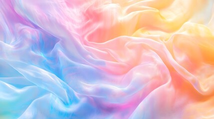 Obraz premium A flowing vegan fabric with bright, multicolored tie-dye patterns, billowing against a soft, pastel background with gentle, diffuse light, playful and artistic mood