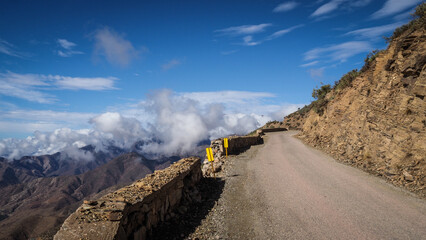 The landscape of Tizi n'Test in Morocco after 2023 earthquake