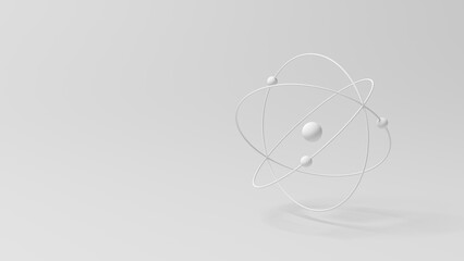 Atom. Atomic structure. Blank. Scientific background. 3d illustration.