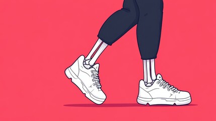 Experience the playful charm of a bone characters walk cycle, highlighting its sleek legs in a vibrant flat design.