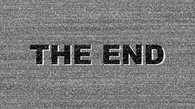 THE END - Distorted TV Background with Text Animation
