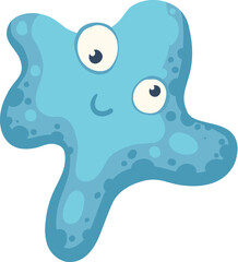 Cartoon bacteria mascot. Virus character, bacterias with funny face. Color microbe and disease virus isolated vector illustration icon. Monster creature organism, bacteria and microbe