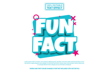 Editable text effect Fun Fact 3d cartoon template style modern premium vector