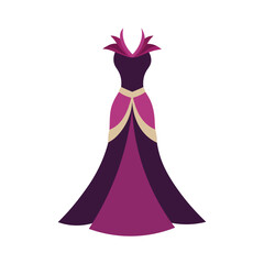 Ladies gown vector art illustration isolated on white background.