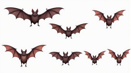 Flying Bats Illustration - Cute Animated Bats with Spread Wings - Halloween Theme
