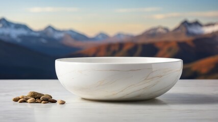 wide white manrble tanble top with sean view banckground, mock up for displany of product, montange your products.