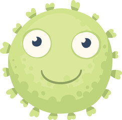 Cartoon bacteria mascot. Virus character, bacterias with funny face. Color microbe and disease virus isolated vector illustration icon. Monster creature organism, bacteria and microbe