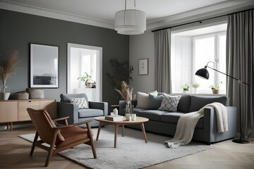 Scandinavian Style Living Room Interior.