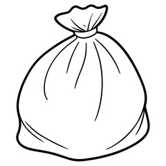 trash bag outline coloring book page line art illustration digital drawing