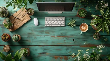 Cyber Monday message with workstation on a light green wooden desk 
