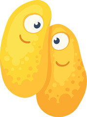 Cartoon bacteria mascot. Virus character, bacterias with funny face. Color microbe and disease virus isolated vector illustration icon. Monster creature organism, bacteria and microbe
