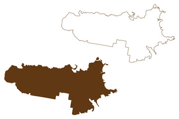 City of Shellharbour (Commonwealth of Australia, New South Wales, NSW) map vector illustration, scribble sketch Shellharbour map