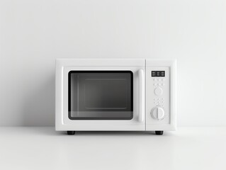 Obraz premium White microwave, minimalist design, clean background, modern and sleek, front view