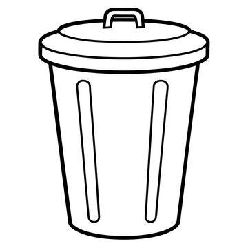 recommend clip art: trash can  outline coloring book page line art illustration digital drawing