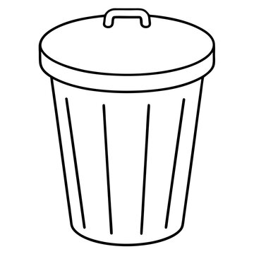 recommend clip art: trash can  outline coloring book page line art illustration digital drawing
