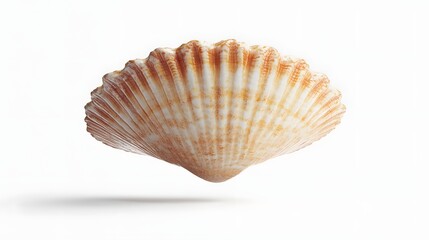 Obraz premium 22. **A 3D render of a falling sea scallop, its round shape and seared surface visible against a pristine white surface