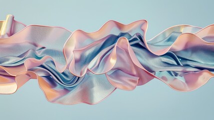 A flowing ribbon of pastel colors, showcasing smooth, wavy textures and light reflections.